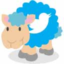Geld verdienen im Internet mit Social-Media - Blaues Schaf mit einem weißen Twitter Vogel auf der Seite
